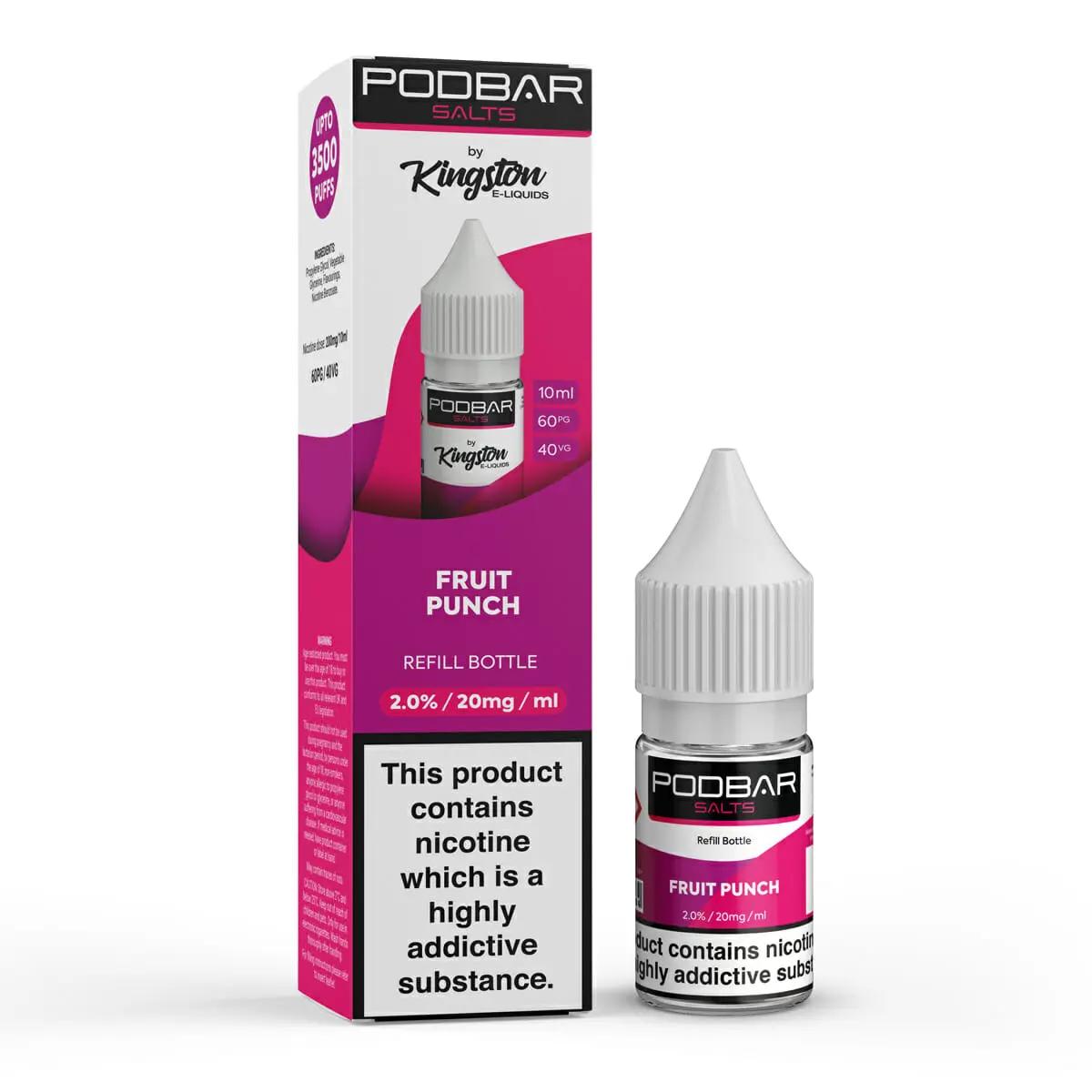 Product Image of Fruit Punch Nic Salt E-Liquid by PodBar Salts By Kingston 10ml